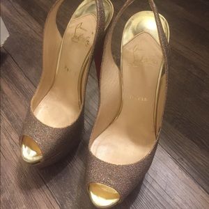 Christian Louboutin Lady Peep Glitter Slingback